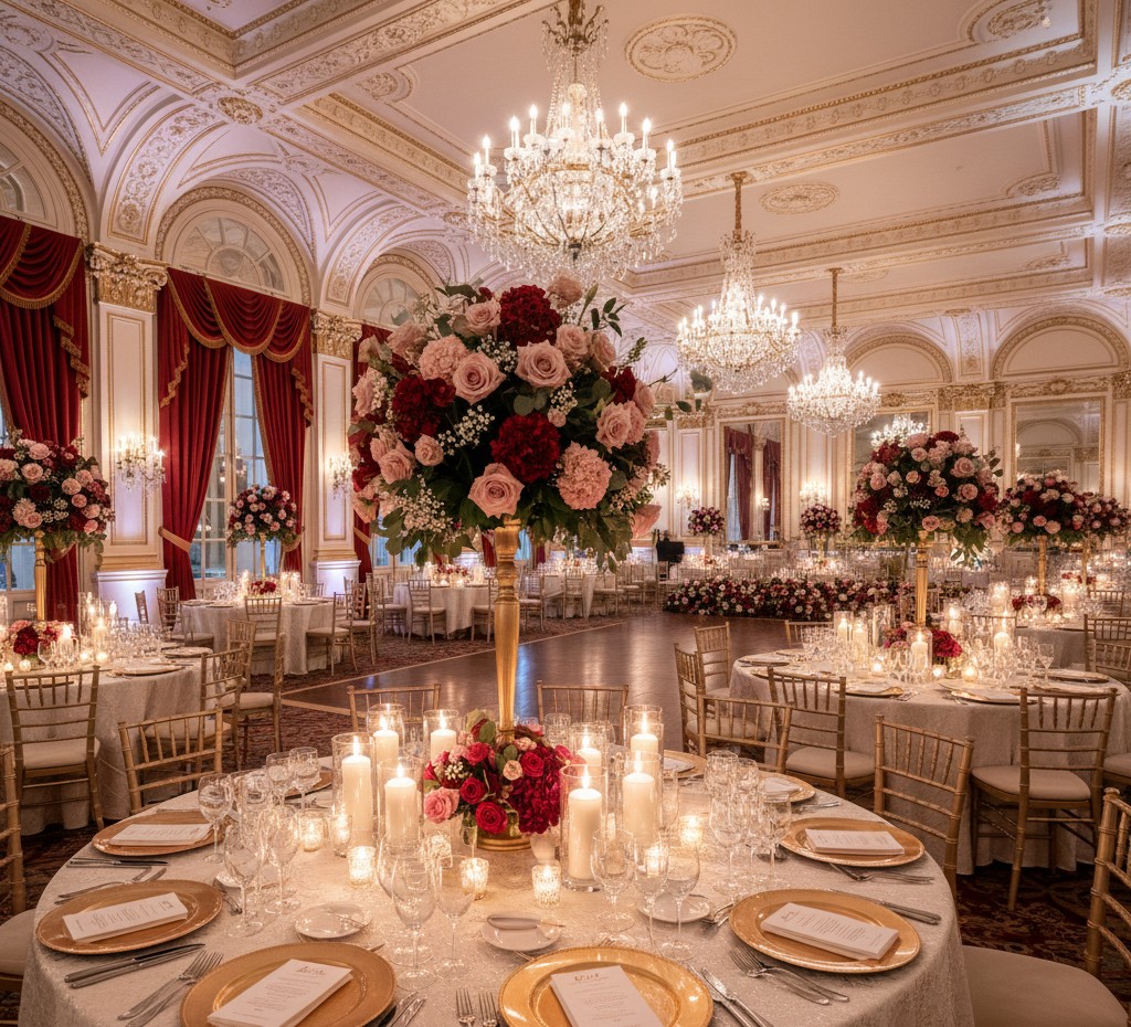 Opulent gala event decoration