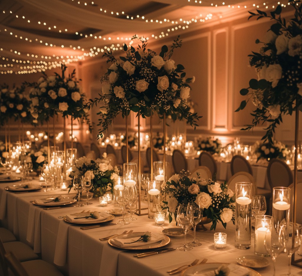 Elegant wedding reception setup
